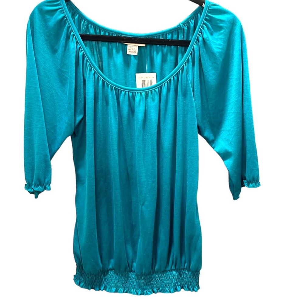 Belle du Jour teal blouse. Size medium New with tags
